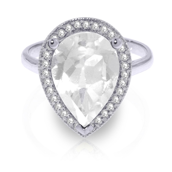 Galaxy Gold Products Jewelry - 14K. GOLD RING WITH NATURAL DIAMONDS & WHITE TOPAZ